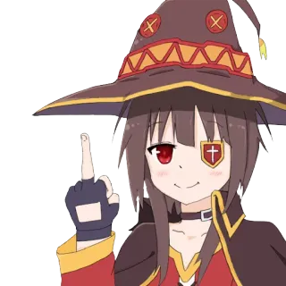 💀 Megumin Konosuba Anime, Personaje, Konosuba, Megumin, Maga, Dedo corazón, Grosero telegram sticker