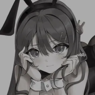 🖤 HARU Anime, Ragazza, Coniglio, Orecchie, Carino, Manga, Cartone animato telegram sticker