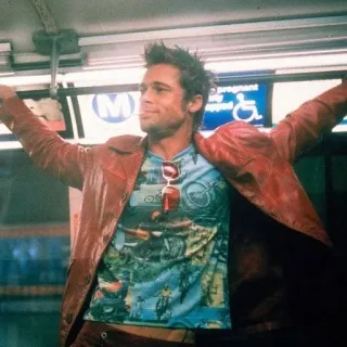 🧼 Tyler Durden Fight Club Brad Pitt, El club de la lucha, violencia, cigarrillo, película telegram sticker