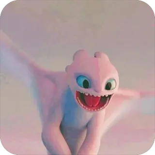 😫 Light Fury How to Train Your Dragon дракон, мультфильм, милый, животное, белый whatsapp sticker