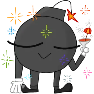 😌 bombe, dessin animé, dynamite, explosion, mèche, cocktail telegram sticker