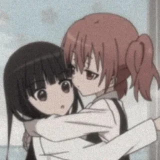 🤗 Anime, Mädchen, Umarmung, Süß, Freundschaft, Cartoon telegram sticker