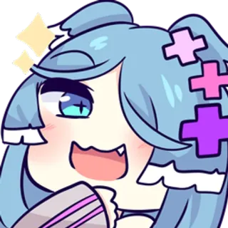 💫 Anime, Fofo, Mangá, Kawaii, Desenho animado, Brilho, Rosa, Azul telegram sticker