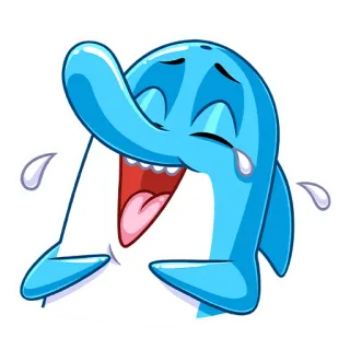 😅 дельфин, смех, счастливый, мультфильм, синий, плачущий telegram sticker