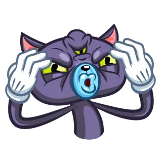 😒 mèo, hoạt hình, suy nghĩ, biểu cảm, bối rối, găng tay telegram sticker