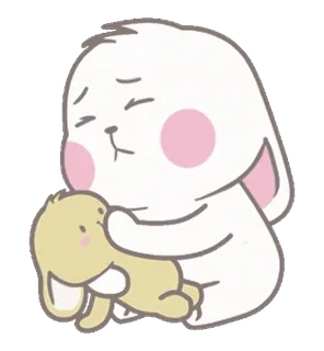 😔 kelinci, lucu, hewan, kartun, kawaii whatsapp sticker