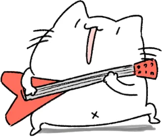 🎸 Katze, Gitarre, Musik, Cartoon, Tier, Fröhlich whatsapp sticker
