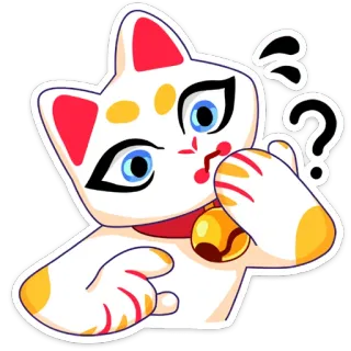 🤭 cat, sticker, question, maneki neko, lucky cat whatsapp sticker