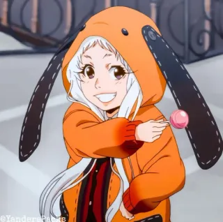 🥢 anime, cartoon, lollipop, bunny hoodie whatsapp sticker