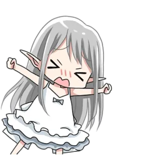 😡 アニメガール, ちび, 漫画, 可愛い, エルフ, 女の子, ステッカー, 漫画キャラ telegram sticker