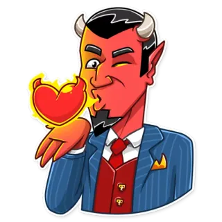 😘 Devil diabo, coração, amor, chifres, mal, desenho animado, vermelho, chama telegram sticker