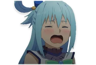 😓 Aqua Konosuba Anime, Pianto, Personaggio, Aqua, Konosuba, Divertente, Carino whatsapp sticker