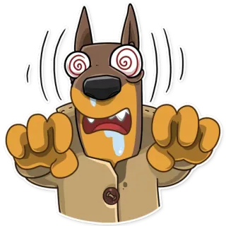 😲 dog, cartoon, animal, funny, cute, sticker, dizzy telegram sticker
