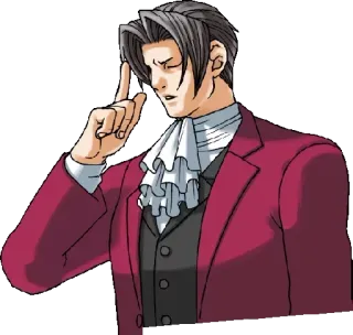 🧐 Miles Edgeworth Ace Attorney キャラクター, 思考, 弁護士, アニメ, 真剣 telegram sticker
