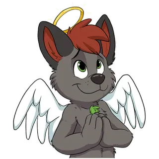 😇 angel, halo, wings, cute, cartoon, furry, dog, character telegram sticker