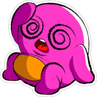 🤯 만화, 어지러운, 분홍색, 캐릭터, 웃긴, 표정, 스티커 telegram sticker