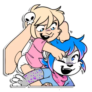 💆‍♀️ Cartoon, Dier, Personage, Digitale kunst whatsapp sticker