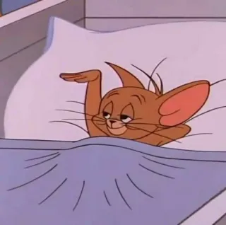 🐭 Jerry cartone animato, topo, tom e jerry, letto, assonnato, carino telegram sticker