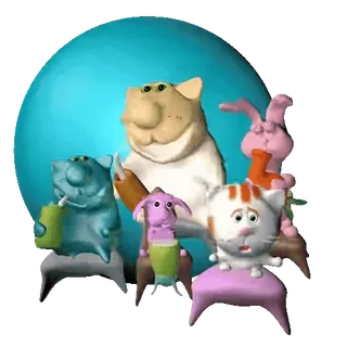 😄 dieren, cartoon, klei, personages, vintage telegram sticker