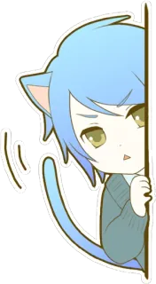 👁️ 猫, 动漫, Q版, 偷看, 可爱, 贴纸 whatsapp sticker