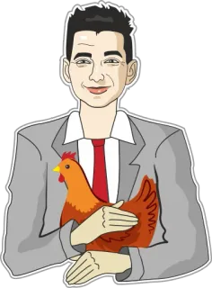 🐔 uomo, pollo, vestito, cartone animato, animale, umorismo telegram sticker