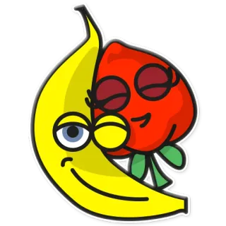 👫 Banane, Erdbeere, Obst, Cartoon, niedlich telegram sticker