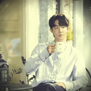 🍂 ผู้ชาย, กาแฟ, ภาพเหมือน, นั่ง, ในร่ม telegram sticker