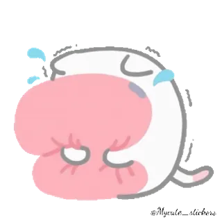 🐱 Мультфильм, Сонный, Милый, Животное, Розовый, Белый whatsapp sticker