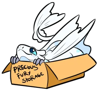 📦 PRECIOUS FURY STORAGE dragon, boîte, rangement, mignon, fantaisie, autocollant telegram sticker