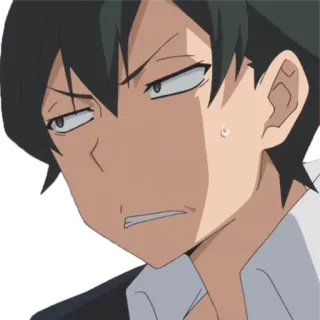 😒 Anime, Expressão, Sorriso irônico, Exasperado, Atitude, Personagem, Gota de suor telegram sticker