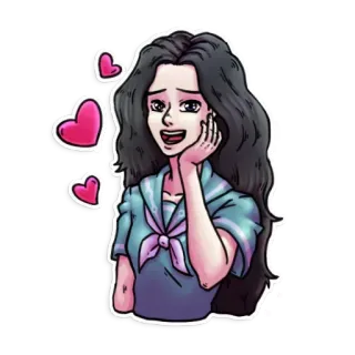 🥰 การ์ตูน, หัวใจ, ผู้หญิง, สติกเกอร์ telegram sticker