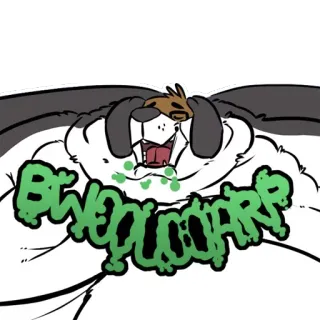 😄 BWOUDLODARRP dog, cartoon, animal, vomit, green, comic whatsapp sticker