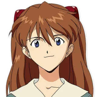 😏 Asuka Langley Sohryu Neon Genesis Evangelion anime, character, girl, portrait, smiling telegram sticker