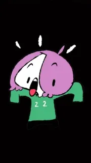 😮 22 dessin animé, personnage, illustration, sticker, art, cheveux violets telegram sticker