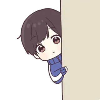 💙 anime, cartoon, boy, peeking, cute, kawaii whatsapp sticker