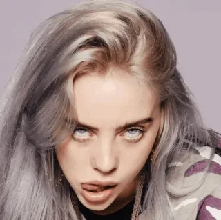 🕸 Billie Eilish billie eilish, sängerin, porträt, graue haare, popmusik, musiker telegram sticker