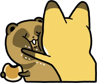 😠 アライグマ, タヌキ, キツネ, ハグ, 動物, 漫画 telegram sticker