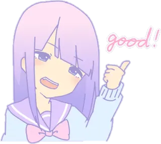 👍 good! Anime, Gadis, Pastel, Jempol ke atas, Positif whatsapp sticker