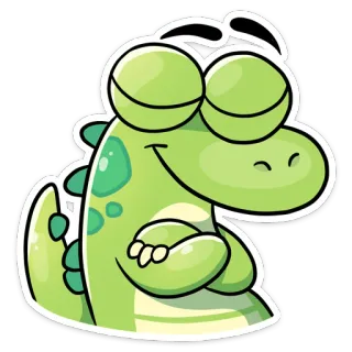 😌 dinosaur, reptile, cartoon, green, cute, animal, sticker whatsapp sticker