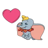 🙃 Dumbo elefante, coração, desenho animado, voando, disney, fofo whatsapp sticker