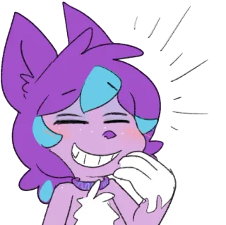 😁 การ์ตูน, สีม่วง, สัตว์, น่ารัก, มีความสุข, ภาพประกอบ telegram sticker