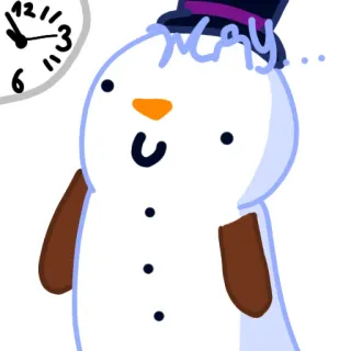 🕚 May... snowman, winter, cute, cartoon, hat, time telegram sticker