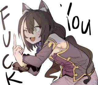 🖕 fuck Anime, Katmeisje, Middelvinger, Aanstootgevend, Gebaar telegram sticker