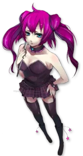 ☺️ animé, fille, dessin animé, cheveux violets, yeux bleus, personnage, illustration whatsapp sticker