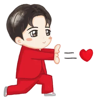 ❤️ dibujo animado, amor, corazón, rojo, traje, personaje, lindo telegram sticker