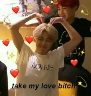 ▫ take my love bitch kpop, amore, cuore, stelle, affetto, celebrità, puttana whatsapp sticker