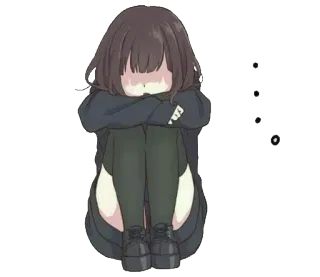 😞 animé, fille, triste, pleurs, déprimé, kawaii, manga telegram sticker