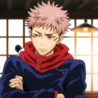 🍂 Yuji Itadori Jujutsu Kaisen Anime, Jujutsu Kaisen, Yuji Itadori, Charakter, Pinke Haare, Ernst whatsapp sticker