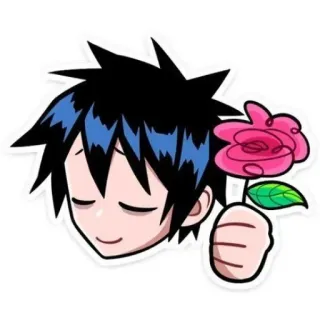 👄 Anime, Garçon, Rose, Fleur, Dessin animé, Mignon telegram sticker