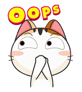 🤭 OOPS kot, ups, kreskówka, słodki, przeprosiny, kawaii whatsapp sticker